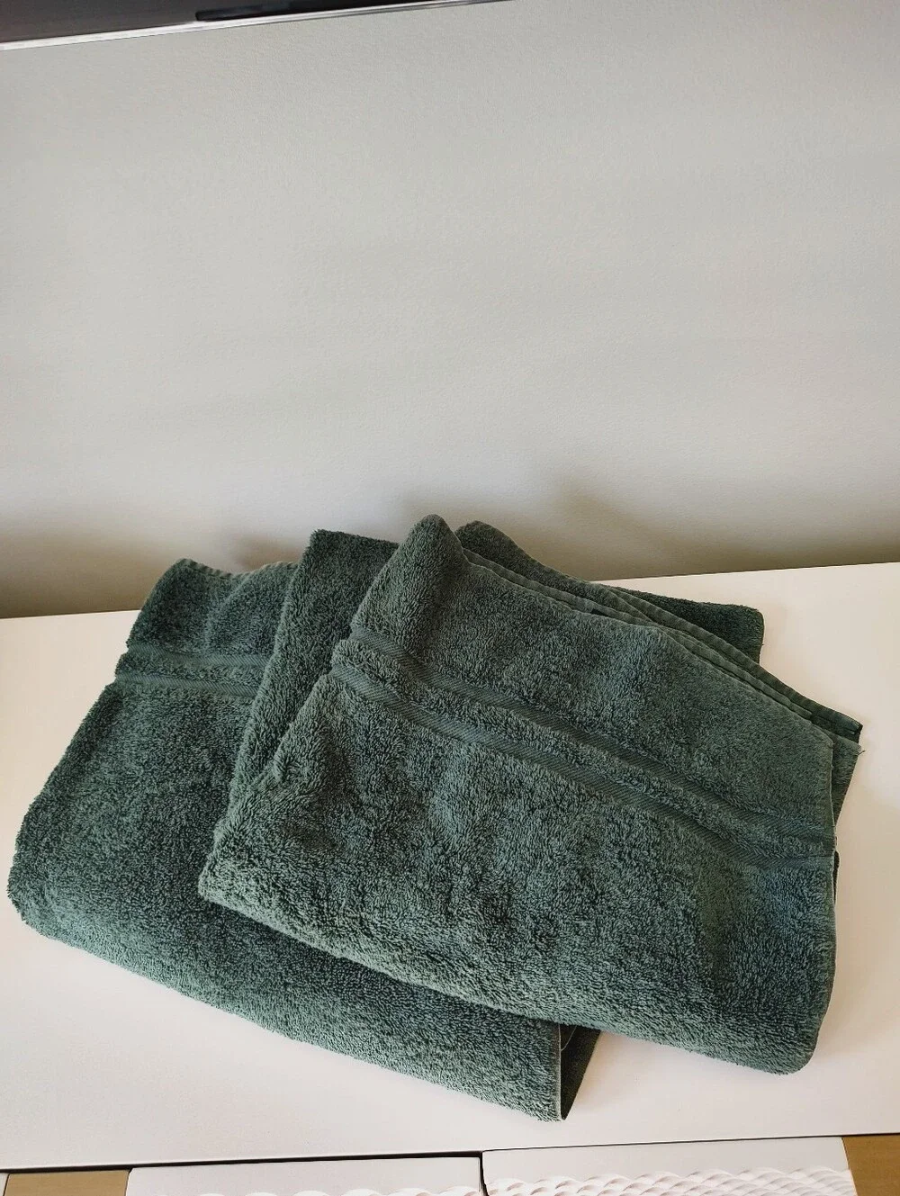 Ralph Lauren Cotton Vintage Large Bath Towels Set Of Two Green USA